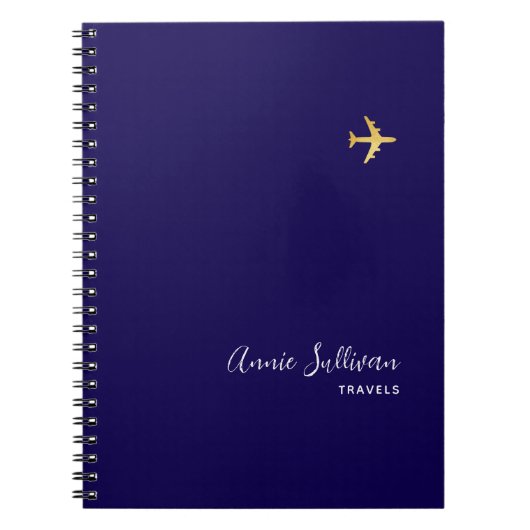 Carnet Gold Plane Voyages Blue (Devant)