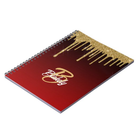 Carnet Gold Red Parties scintillant Drig Monogramme Éperc (Côté gauche)