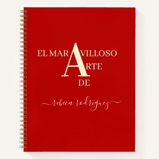 Carnet Gold Red Personalized Sketchbook add Name (Devant)