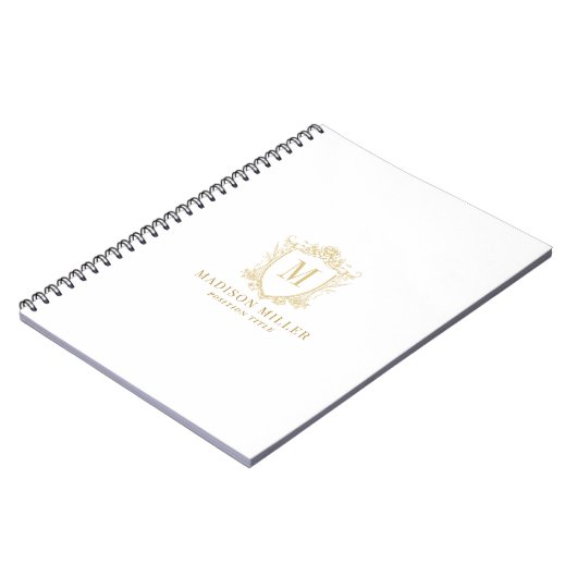 Carnet Gold Rose Crest Crown Scrolls Monogram (Côté gauche)