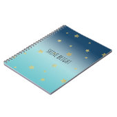 Carnet Gold Stars Aqua Blue Ombre devis personnalisé (Côté gauche)