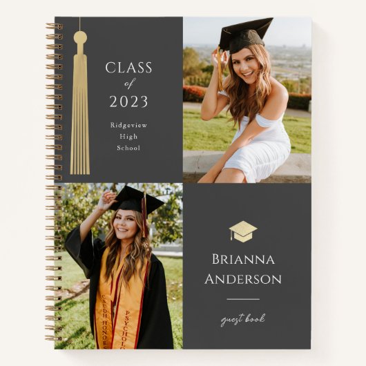 Carnet Gold Tassel & Casquette Dark Grey 2 Diplôme photo (Devant)