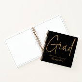 Carnet Gold Text Grad Name Graduation Black Guest Book (Intérieur)