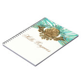Carnet Gold & Turquoise Sea Shell Glam Beach Elegant Jour (Côté gauche)