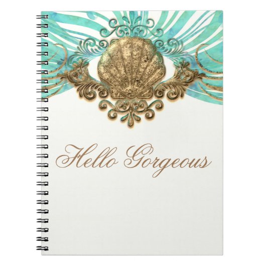 Carnet Gold & Turquoise Sea Shell Glam Beach Elegant Jour (Devant)