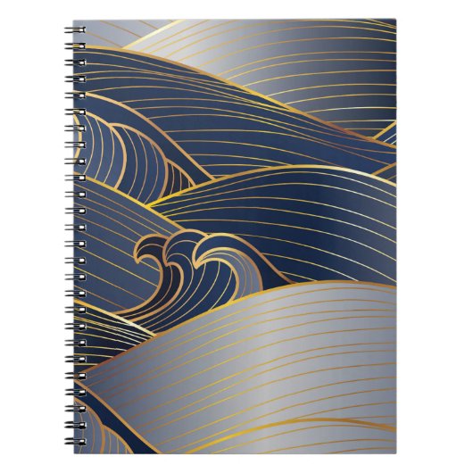 Carnet Gold Wave Lines, Vintage Abstrait. (Devant)