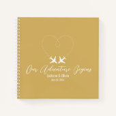 Carnet Gold & White Mariage, deux avions forment un coeur (Devant)