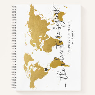 Carnet Gold World Map Adventure Destination Invité
