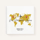 Carnet Gold World Map & Avion, Voyage Mariage Personnalis (Devant)