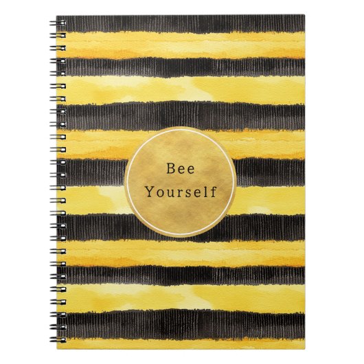 Carnet Gold Yellow Black Bee Stripes (Devant)