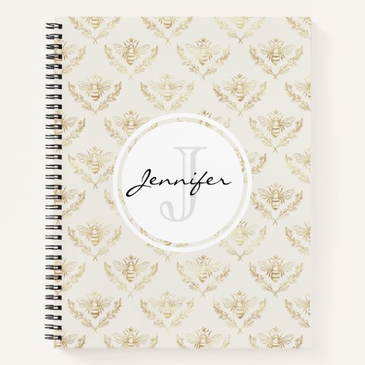 Carnet Golden Bumble Bee avec un monogramme Motif de la C (Devant)