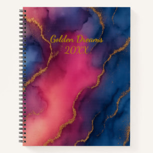 Carnet Golden Dreams Bleu rose Marbre or