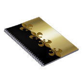 Carnet Golden Fleur-de-lis noir doré monogramme (Côté Droit)
