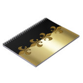 Carnet Golden Fleur-de-lis noir doré monogramme (Côté gauche)