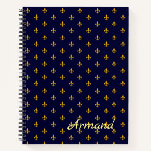 Carnet Golden Fleur de Lis sur Navy Blue