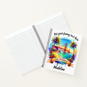 Carnet Golden Gate Bridge au bord de la plage au coucher 