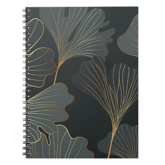 Carnet Golden Ginkgo : Luxueux Déco Floral. (Devant)