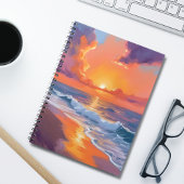 Carnet Golden Hour Orange Sunset Beach Ocean Painting