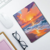 Carnet Golden Hour Orange Sunset Beach Ocean Painting