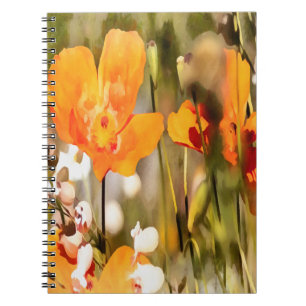 Carnet Golden Orange California Pavot Acrylique Peinture