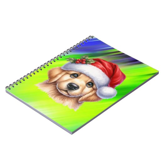 Carnet Golden Retriever Chien avec le Père Noël Style-825 (Côté gauche)