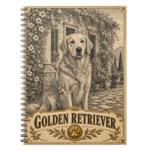 Carnet Golden Retriever, Chien du Patrimoine Vintage