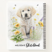 Carnet Golden Retriever Chien mignonne Fleurs de chiot Aq (Dos)