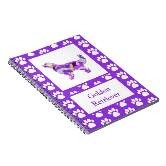 Carnet Golden Retriever Chien Silhouette Paw Purple PY&B (Côté Droit)