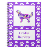 Carnet Golden Retriever Chien Silhouette Paw Purple PY&B (Devant)