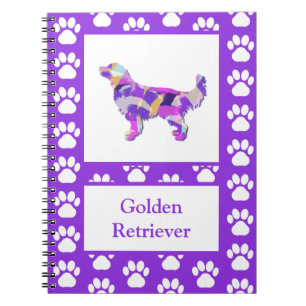 Carnet Golden Retriever Chien Silhouette Paw Purple PY&B