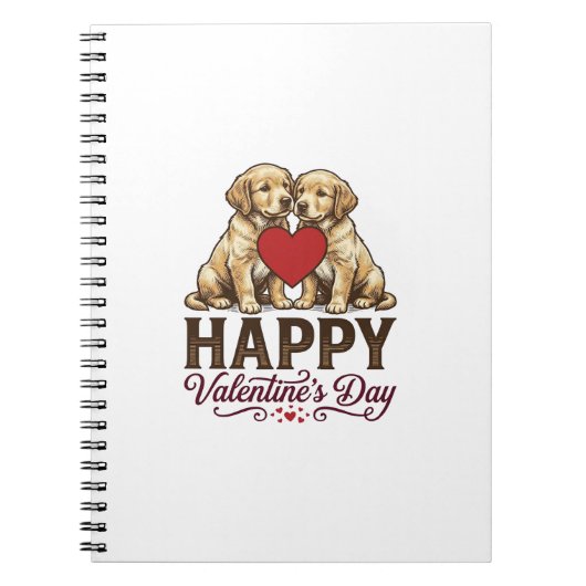 Carnet Golden Retriever Joyeuse Saint-Valentin (Devant)