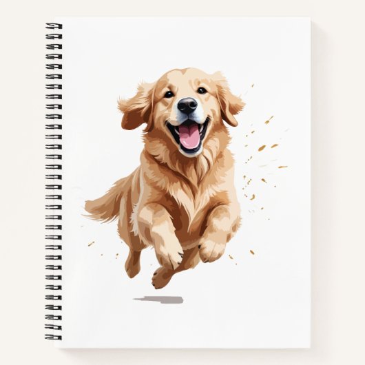 Carnet Golden Retriever Joyeux Jouer Fun Jumping En Air (Devant)