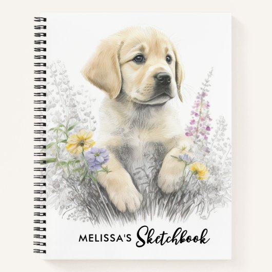 Carnet Golden Retriever mignon Chien Chien Floral Sketboo (Devant)