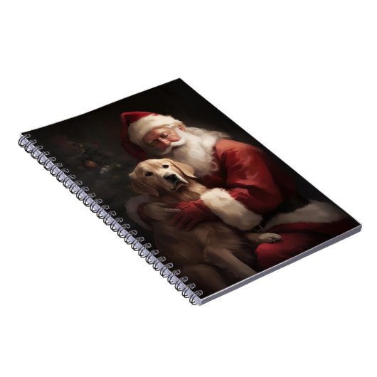 Carnet Golden Retriever with Santa Clause Christmas (Côté Droit)