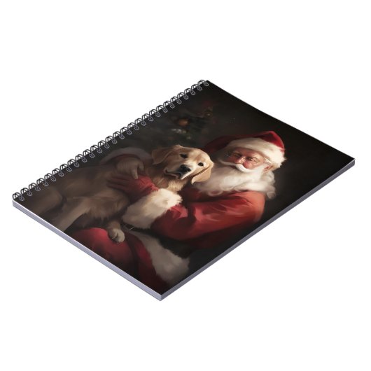 Carnet Golden Retriever with Santa Clause Christmas (Côté gauche)
