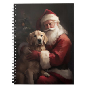 Carnet Golden Retriever with Santa Clause Christmas