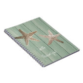 Carnet Golden Starfish & Wood Elegant Beach Custom Chic (Côté Droit)