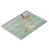 Carnet Golden Starfish & Wood Elegant Beach Custom Chic (Côté gauche)