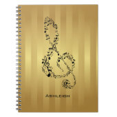 Carnet Golden Stripes Black Treble Clef Notes musicales (Devant)