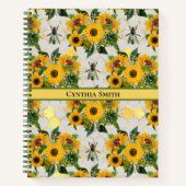 Carnet Golden Sunflowers Honeycomb et Royal Bee (Devant)