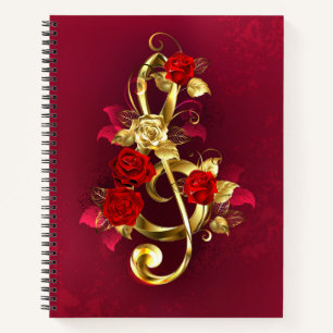 Carnet Golden Treble Clef avec fleurs Roses