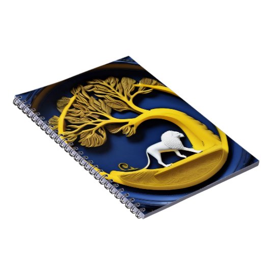 Carnet Golden tree framing a white lion Notebook (Côté Droit)
