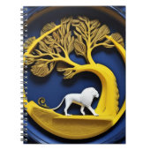 Carnet Golden tree framing a white lion Notebook (Devant)