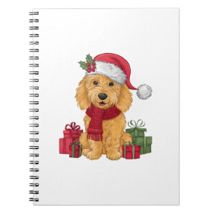 Carnet Goldendoodle chien vêtements de Noël Santa Hat Chi