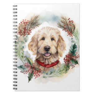 Carnet Goldendoodle Christmas Wreath Festive Pup
