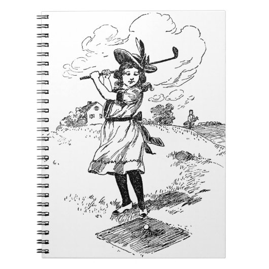 Carnet Golf Girl Golfing Art Vintage (Devant)