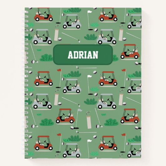 Carnet Golfeur Moderne Thème Golf Nom Personnalisé (Devant)