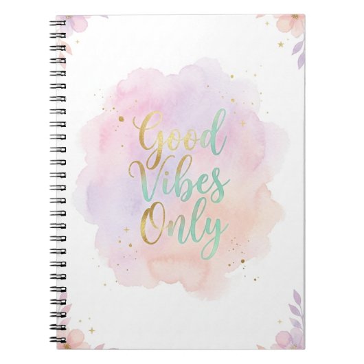 Carnet Good Vibes Only Aesthetic Pastel Notebook |  (Devant)
