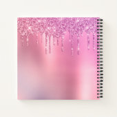 Carnet Gorgeous pink rose gold & purple glitter drips (Dos)