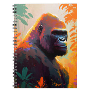 Carnet Gorilla Ape Animal Portrait Peinture Faune Libre